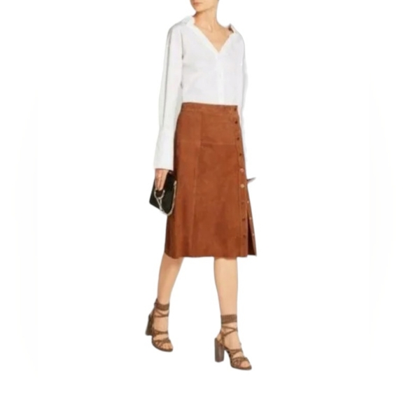 Michael Kors Collection Rowan Suede Heeled Sandal Brown with Tassel Detail - Picture 2 of 8